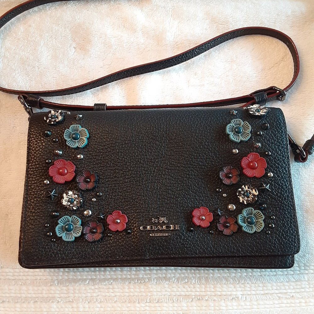 Coach Willow Floral Tea Rose Crossbody/Clutch Purse